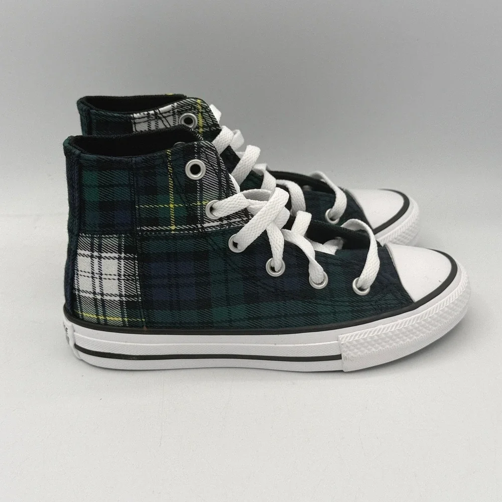 Converse CTAS HI Sneakers Kids Size 12 Navy Plaid Dragon Scale A09287F